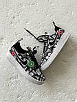 Чоловічі кросівки Nike Air Force 1 Low Worldwide (чорні з білим) низькі модні кеди з малюнками J3520 топ, фото 7