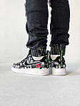 Чоловічі кросівки Nike Air Force 1 Low Worldwide (чорні з білим) низькі модні кеди з малюнками J3520 топ, фото 10