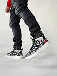 Чоловічі кросівки Nike Air Force 1 Low Worldwide (чорні з білим) низькі модні кеди з малюнками J3520 топ, фото 9