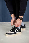 Чоловічі кросівки Nike Air Force 1 Low (чорні з білим) низькі стильні кеди М0715 топ, фото 3