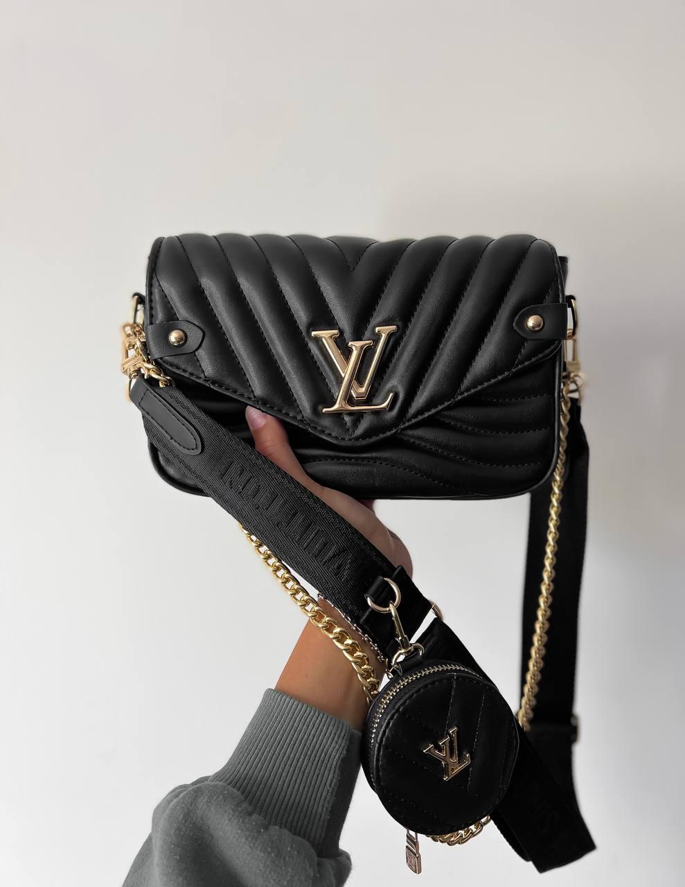 Жіноча подарункова сумка LV New Wave Multi Pochette Black (чорна) Gi4065 красива модна стильна екошкіра топ