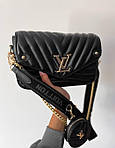 Жіноча подарункова сумка LV New Wave Multi Pochette Black (чорна) Gi4065 красива модна стильна екошкіра топ, фото 6