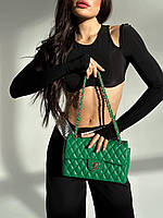 Женская мини сумка клатч Chanel Green (зеленая) BONO55346 красивая стильная с эмблемой на декоративной цепочке