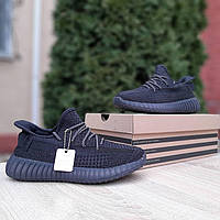 Женские кроссовки GET (Adidas Yeezy Boost 350 чёрные) светоотражающие мягкие демисезонные кроссы О20677 cross