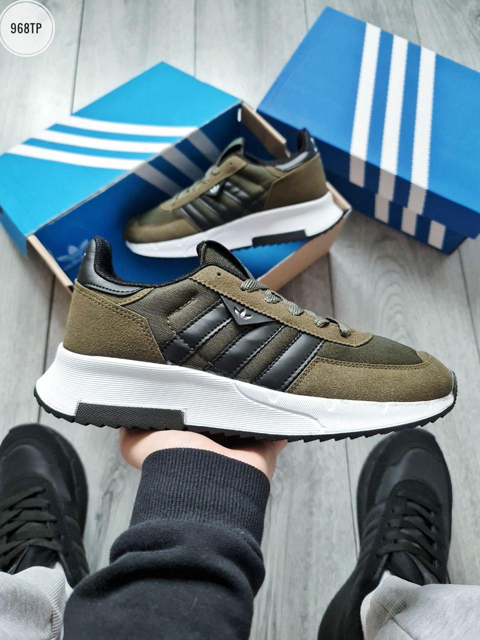 Чоловічі кросівки Adidas (хакі з чорним) демісезонні повсякденні якісні кроси 968TP топ, фото 1