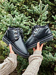 Жіночі зимові чоботи Ugg (чорні) короткі стильні теплі уги з хутром і шнурками J3390 топ, фото 7
