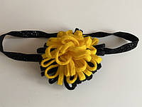 Детская повязка на голову с цветком жёлто-чёрный