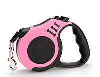 Поводок-рулетка для собак или котов, цвет розовый, 5 метров,