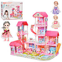 Домик для кукол четырёхэтажный 7005 Дом кукольный с мебелью / с шарнирными Куклами