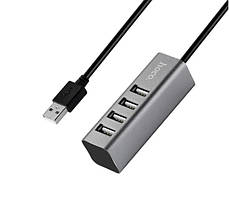 USB hub хаб на 4 USB порти HOCO HB1 сірий