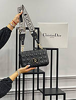 Сумочка чорна жіноча Christian Dior Сумка маленька Крістіан Діор Кросс-боді Клатч Люкс якість