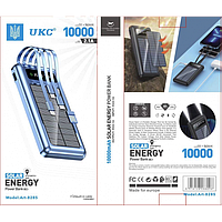 Зовнішній акумулятор із сонячною панеллю Power bank UKC 8285 10000 Mah заряджання кабель 4в1