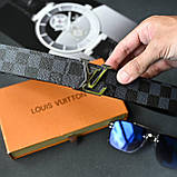 Брендовий ремінь Louis Vuitton D9342 чорно-сірий, фото 5