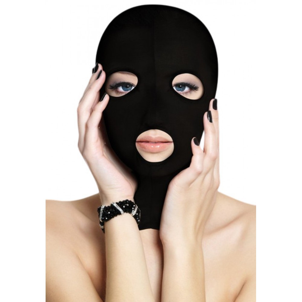 Маска БДСМ на голову з отворами для рота та очей OUCH Subversion Mask — Black, фото 1