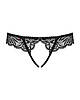 Трусики жіночі чорні з вирізом Obsessive Contica crothchles thong S/M, фото 5