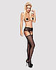 Панчохи чорні Obsessive Garter stockings S307 black S/M/L, фото 4