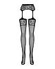 Панчохи чорні Obsessive Garter stockings S500 black S/M/L, фото 5