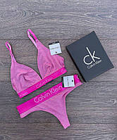 Комплект Женского Белья Calvin Klein Розовый Топ И Стринги Кельвин Кляйн Nextor Комплект Жіночої Білизни
