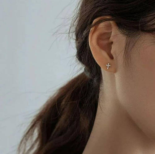 Купити Сережка кафа з хрестиком срібні DeKolie MK1122, ціна 350 ...