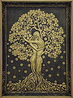 Об'ємна картина грошове дерево під замовлення "Закохані" розмір 60/80, подарунок на день весілля, для сім'ї