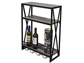 Полиця винна в стилі Лофт 550х200х700 чорна Kompred OL637