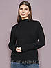 Розміри: 50-52, 54-56. Жіноча водолазка на стійку великих розмірів (БАТАЛ), гольф однотонний базовий - чорний, фото 6