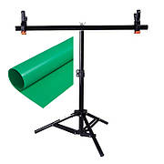 Комплект Тримач фону + Зелений ПВХ Фон 68×130 см Prolight
