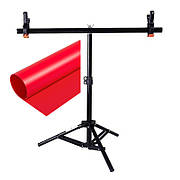 Комплект Тримач фону + Червоний ПВХ Фон 68×130 см Prolight