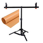 Комплект Тримач фону + Помаранчевий ПВХ Фон 68×130 см Prolight