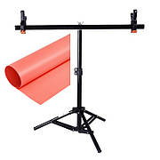 Комплект Тримач фону + Рожевий ПВХ Фон 68×130 см Prolight