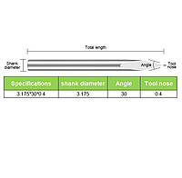 Гравировальная фреза 3.175*30*0.4