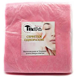 Timpa Серветки одноразові нарізні сітка, 70% віскози, 10х10 см, рожеві, 100 шт