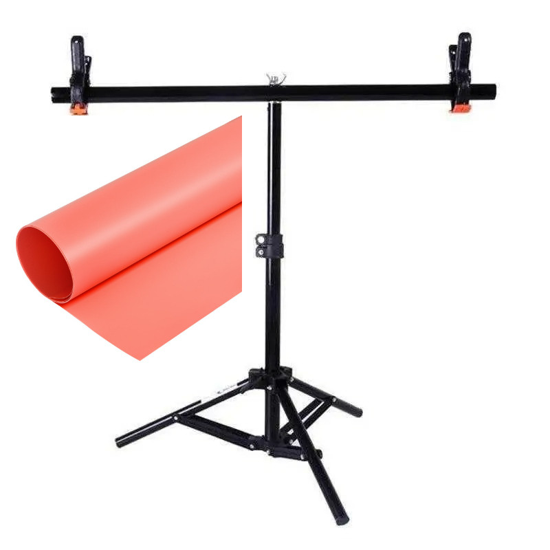Комплект Тримач фону + Рожевий ПВХ Фон 68×130 см Prolight