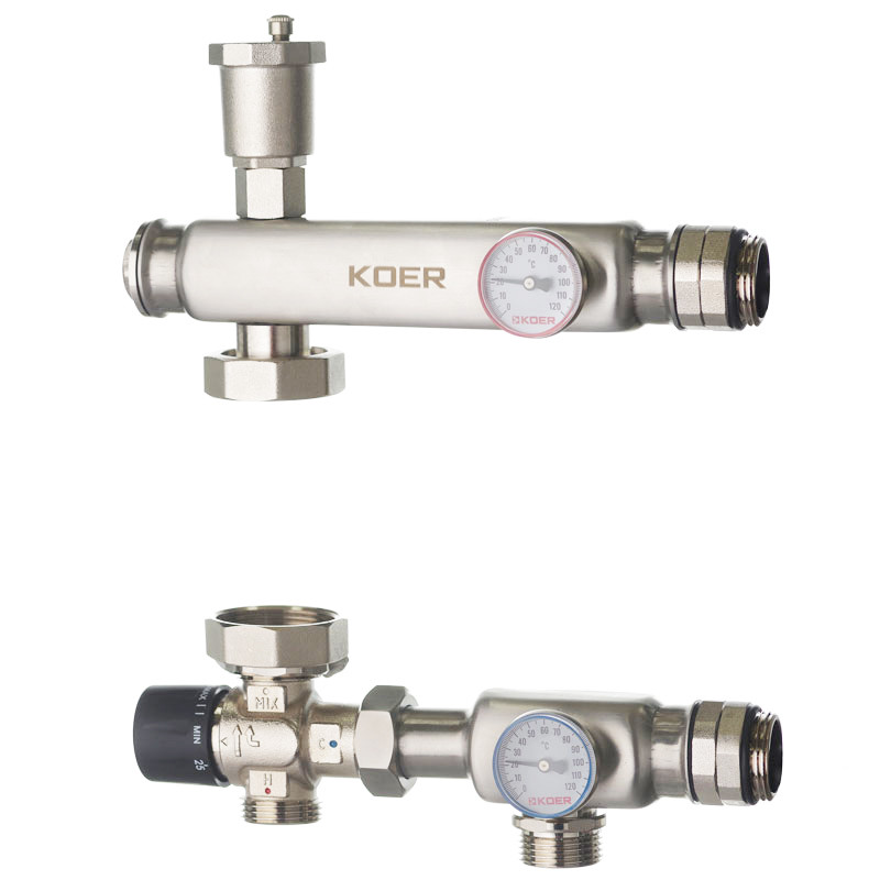Змішувальний вузол Koer KR.S1023 (з термостатичним змішуванням. клапаном) 1" НР SUS304 (KR2957)
