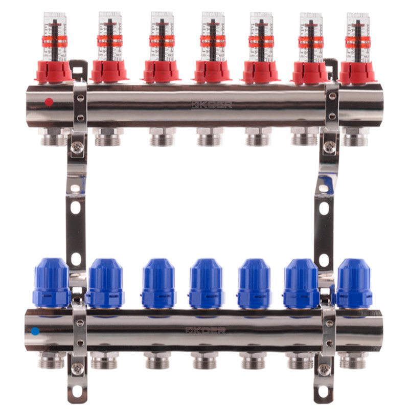 Колекторний блок із витратомірами Koer KR.1110-07 1"x7 WAYS (KR2644)