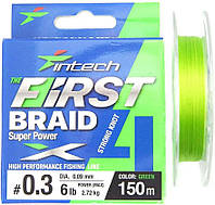 Шнур Intech First Braid X4 Green 150m #1.0 15lb/6.81kg