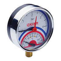 Термоманометр нижний радиальный (Koer) (0-4 bar), D=80мм, 1/2'' (KR0213)
