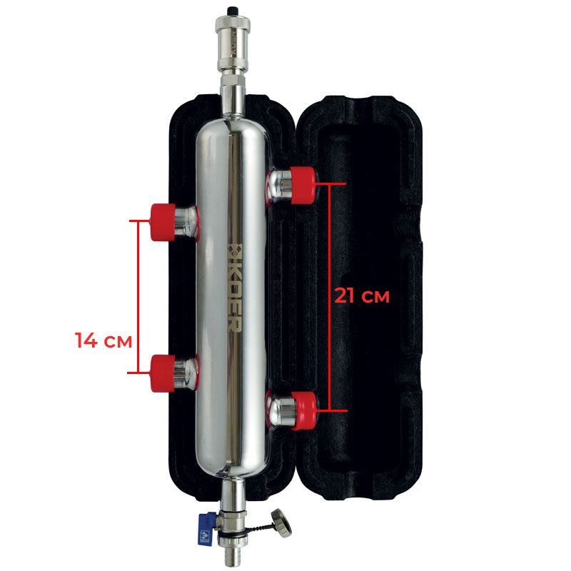 Гидрострелка Koer KR.S1031 2/2 (с воздухоотвод. и дренаж. краном) 1" НР INOX-SUS-304 (KR2958) - фото 3 - id-p1753886363