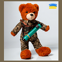 Плюшевая игрушка мягкий медведь Солдат ЗСУ 80см Оригинальный подарок мишка в военной форме с джавелином