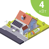 Go Гібридна сонячна електростанція на 4 кВт комплект резервного живлення для дому з АКБ та панелями