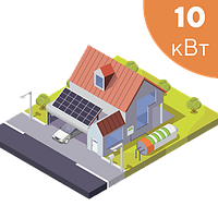 Go Гибридная солнечная электростанция под ключ Люкс на 10 кВт комплект резервного питания для дома с АКБ