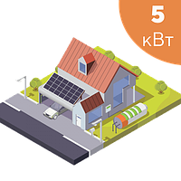 Al Гибридная солнечная электростанция под ключ Люкс на 5 кВт комплект резервного питания для дома с АКБ