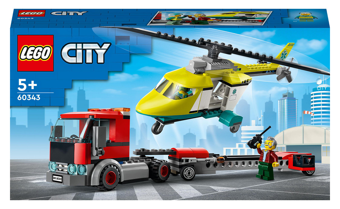 LEGO City Перевезення рятувального вертольота 215 деталей (60343), фото 1