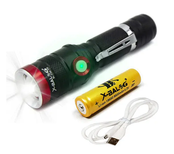 Яскравий міцний кишеньковий ліхтарик BL-736, надійний ручний тактичний ударостійкий ліхтар на акумуляторі, GP4