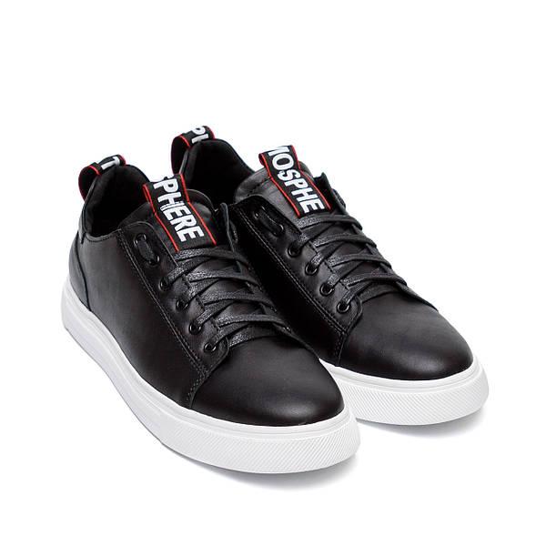 Чоловічі шкіряні кросівки Zangak Aircross Black (весна/осінь) чорні на білій підошві, фото 1