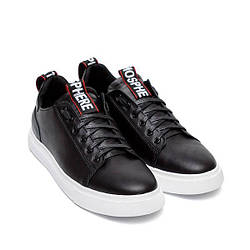 Чоловічі шкіряні кросівки Zangak Aircross Black (весна/осінь) чорні на білій підошві