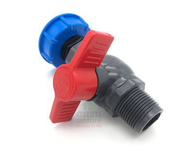 Шаровий кран для єврокуба з різьбою 33 мм (1" дюйм), перехідники для єврокуба 60 мм з кроком різьби 6 мм