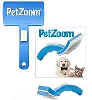 Самоочищающаяся щетка для вычесывания животных Pet Zoom с триммером массажная PetZoom
