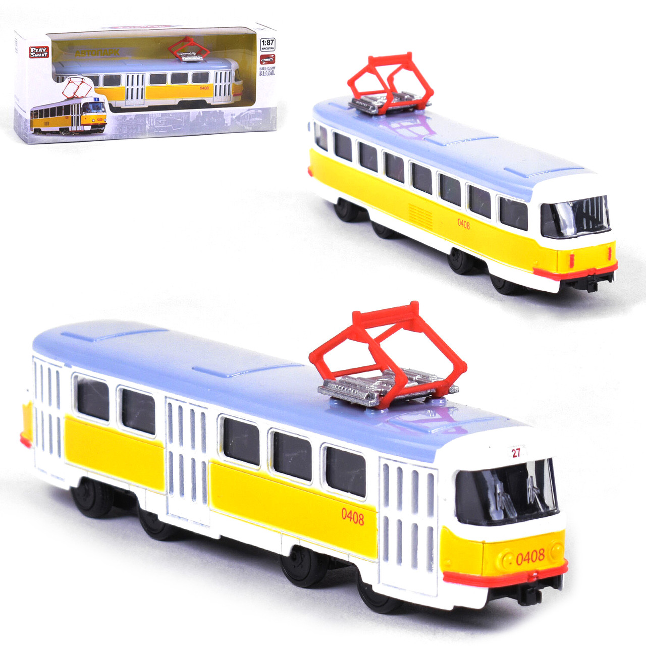 Трамвай металопластиковий Play Smart (інерція, масштаб 1:87) 6411 В, фото 1