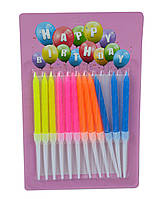 Свічки для торта 12 шт. різнокольорові